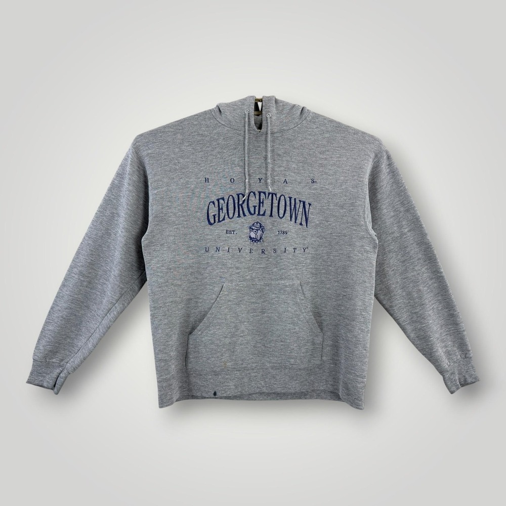 Vintage Georgetown Hoyas Hoodie Mens L Gray Lee Embroidered NCAA Basketball